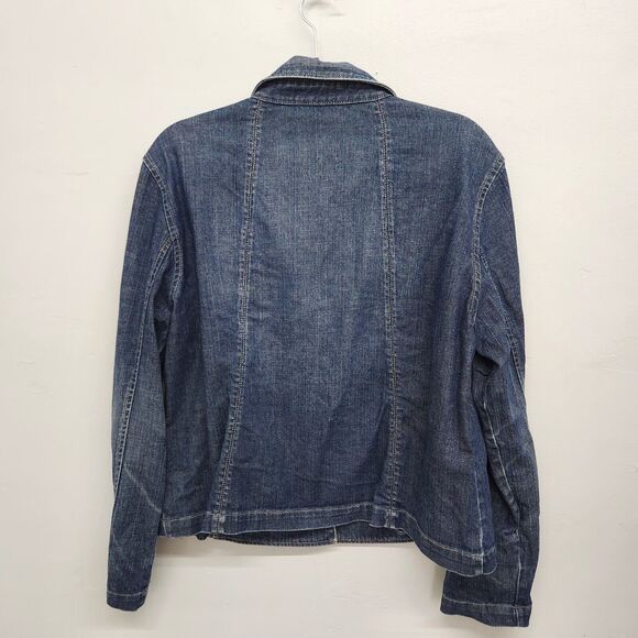 Liz Claiborne Denim Jacket Size XL Blue Medium Wash Cotton Trucker Pockets - Picture 5 of 11